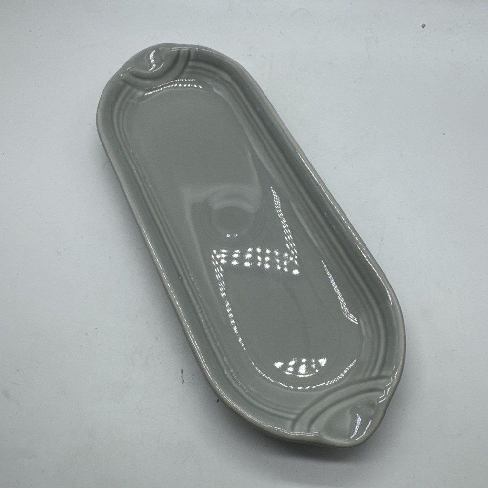 Fiesta Ware New Relish Tray/Corn Holder Gray  9-1/2" Very Rare Item